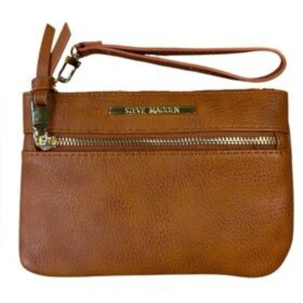 Nwot, Steve Madden Cognac Wristlet Clutch with Gold Hardware. Price Is Firm - Picture 3 of 12